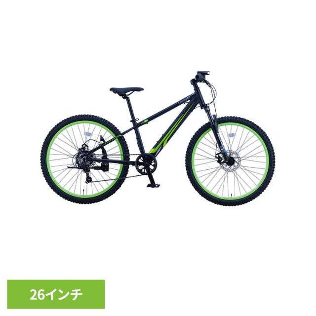 自転車 子供用 26インチ アルミ 【完成車】Kawasaki 26インチ ジュニアマウンテンバイク フラットブラック KASP267 [代引不可] 自転車 ジュニアサイクル 子供用 26インチ ブラック Kawasaki カワサキ ジュニアマウンテンバイク アルミ サスペンションフォーク 送料無料