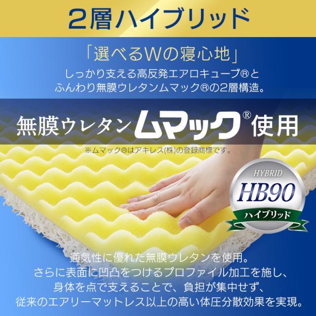 【開梱設置対象】マットレス ダブル 3つ折り エアリーハイブリッド HB90-D 快眠 マットレス 寝具 エアリーマットレス 高反発 マットレス アキレス 3次元スプリング構造 体圧分散 新生活 アイリスオーヤマ 送料無料_5