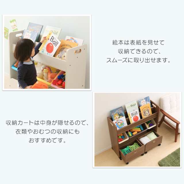 絵本棚 おもちゃ 収納 ラック 収納カート 付き トイハウスラック おもちゃ箱 絵本 本棚 ボックス スリム 子供部屋 子供 キッズ おしゃれの通販はau Pay マーケット 暮らし健康ネット館