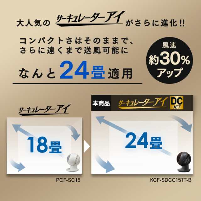 サーキュレーター アイリスオーヤマ 24畳 サーキュレーターアイ DC JET KCF-SDCC151T-B ブラック 梅雨 室内干し 静音 送風  省エネ 節電 ｜au PAY マーケット