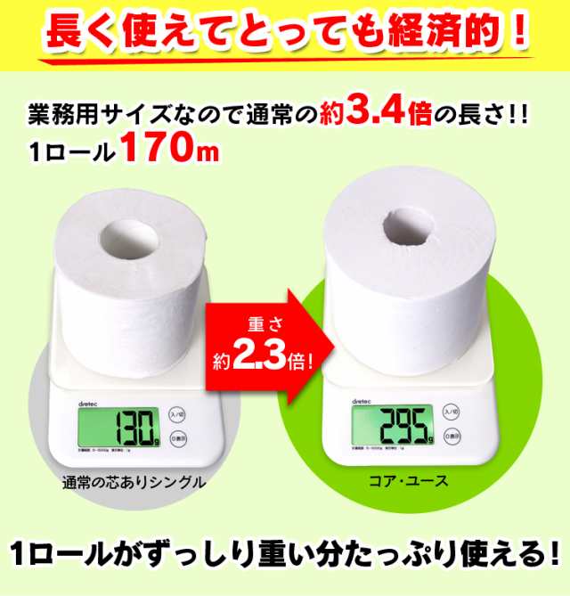 トイレットペーパー シングル まとめ買い 芯なし 6ロール 48ロール(6ロール×8パック) 日本製 国産 まとめ買い お得 コアレストイレットの通販はau  PAY マーケット - 暮らし健康ネット館