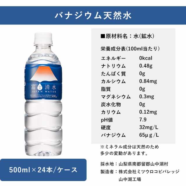 水 天然水 飲料水 500ml 24本 富士清水 ペットボトル バナジウム シリカ ラベルレス ミネラルウォーター 24本入り【代引き不可】 飲料  まの通販はau PAY マーケット - 暮らし健康ネット館