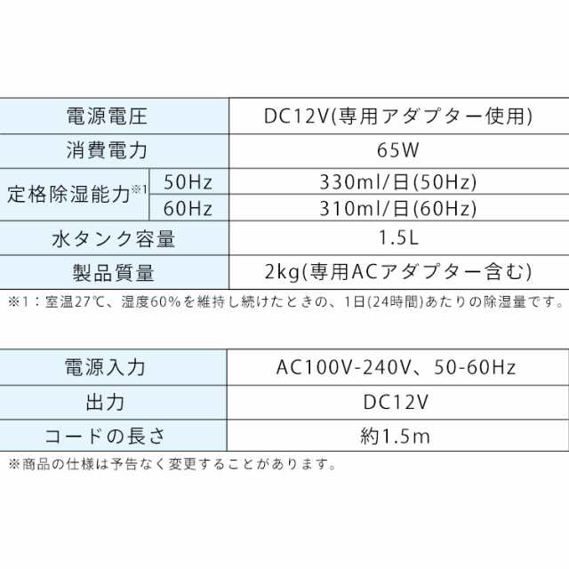 除湿機 コンパクト 部屋干し ペルチェ式除湿器 ホワイト PDP-330-W コンパクト 静音設計 タンク1.5L 軽量 靴箱 押し入れ 洗面所  クローゼの通販はau PAY マーケット - 暮らし健康ネット館