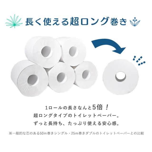 トイレットペーパー シングル ダブル 芯なし まとめ買い 芯なし