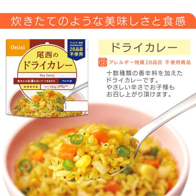 アルファ米 非常食 保存食 アルファ米 ドライカレー 1001SE 【保存期間5年】(50食セット) 非常食セット 防災セット 備蓄食 防災 尾西食品 防災グッズ 避難グッズ 防災用品 避難用品 備蓄用品 地震対策