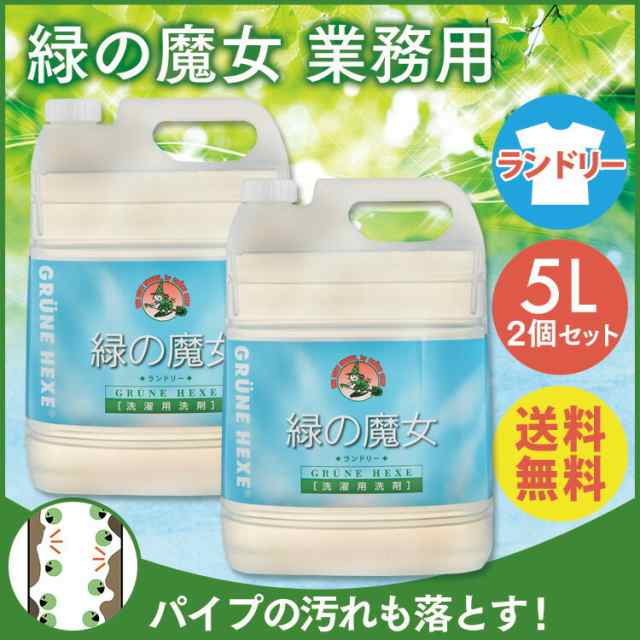 2個セット】洗剤 緑の魔女 ランドリー 業務用 5L 洗濯 洗濯洗剤 液体 液体洗剤 送料無料 2本セット 洗濯 洗濯物 洗濯用 大容量  排水管の通販はau PAY マーケット - 暮らし健康ネット館