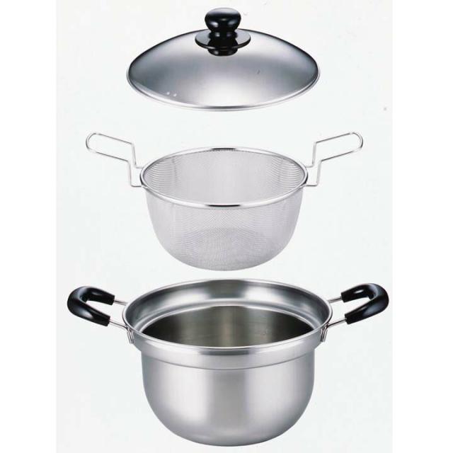 鍋 両手鍋 IH 22cm 日本製 ゆで名人 ザル付両手鍋 ステンレス IH対応 ガス火対応 送料無料 下村企販 27045_3