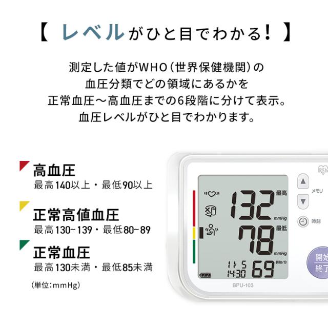 血圧計 上腕式 上腕血圧計 上腕式血圧計 電子 電池式 管理医療機器 血圧 上腕 計測 自動電子血圧計 家庭用 上腕式血圧計ハードカフ アイリスオーヤマ BPU-103 送料無料【管理医療機器】