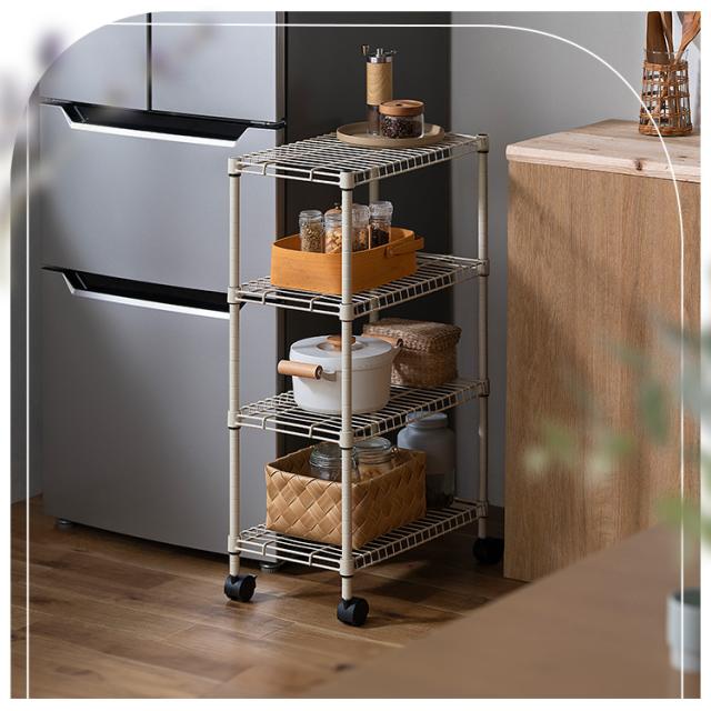 スチールラック キャスター付き 幅61.5 収納ラック 4段 収納棚 メタル