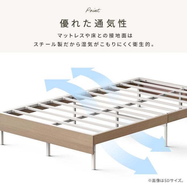 ベッド シングル フレーム 頑丈 高耐荷重 通気性 湿気対策 軽量 ベッドフレーム 組立簡単 1人暮らし シンプル 引越 木製スチールベッド ベッド下 収納可能 ひとり暮らし ベット ウッドスチールベッド アイリスオーヤマ SBW01-S * 送料無料_3