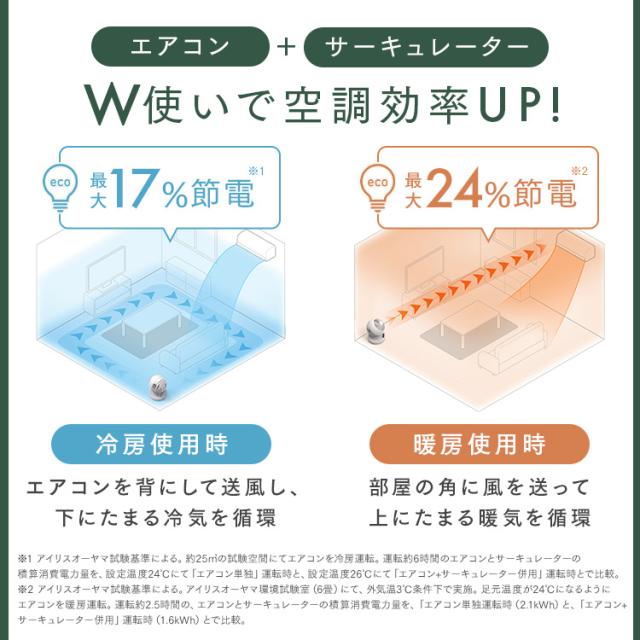 サーキュレーター dcモーター アイリスオーヤマ WOOZOO 360 i dc 扇風機 静音 自動 上下左右 首振り 全方位送風 室温連動モード搭載 冷房 暖房 効率アップ Type-C給電対応 全分解 お手入れ簡単 洗濯物 部屋干し 衣類乾燥 PCF-SDS15TEC-PD *  送料無料_10