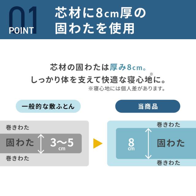 抗菌防臭防ダニボリューム三層敷き布団 ダブル IV APE32536-31IVIR 四国繊維販売 抗菌防臭防ダニ ボリューム ダブル D しっかり 日本製 厚み12cm 高反発 極厚固綿8cm 3層 敷布団 アイボリー 送料無料_3