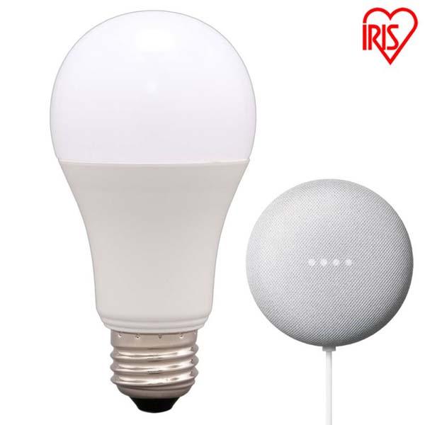 LED電球 電球 LED 60形 アイリスオーヤマ 節電 エコ 照明 電気 省エネ E26 広配光 60形相当 調光 Google Nest Mini AIスピーカー LDA9L-G D-86AITG+Google Nest Mini LEDライト ECO 節約 スマートスピーカー対応 GoogleNestMini アイリスオーヤマ_19