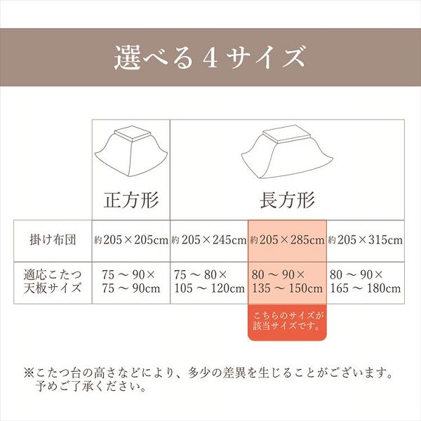 こたつ掛布団 205×285cm 「ラディ」 5尺こたつ台適用 こたつ 布団 大判 長方形大判 5尺 ふんわり 暖かい コタツ 掛布団_7