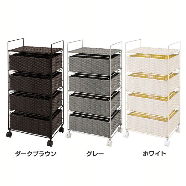 ランドリーラック RAN-2435DBR ランドリー収納 サニタリー収納 脱衣所収納 隙間収納 すき間収納 デッドスペース 収納 ランドリー 脱衣所 洗面所 キャスター 引き出し チェスト ラタン調 水回り おしゃれ シンプル サニタリー