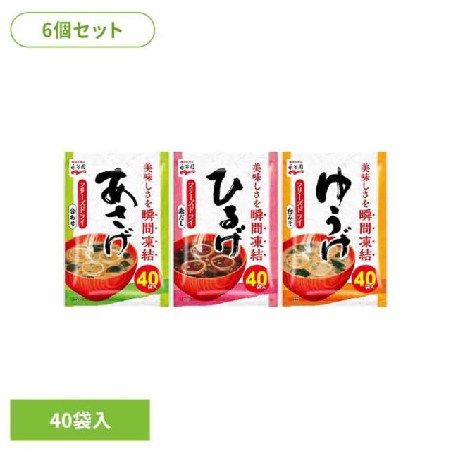 【6個】粉末徳用 40食入 永谷園 あさげ 粉末みそ汁 フリーズドライ 合わせみそ 徳用タイプ 大袋入り お弁当 手軽 朝食 送料無料