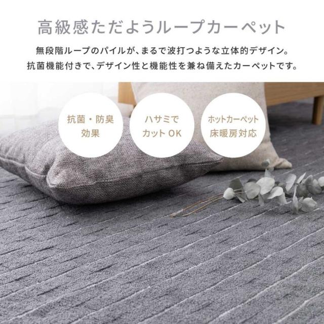 カーペット ラグマット ホットカーペット対応 リビング フローリング 立体織の平織カーペット　メテオ　江戸間6畳 600021060 [代引不可] カーペット ラグマット 絨毯 江戸間 抗菌 防臭 ホットカーペット対応 リビング フローリング 送料無料_3