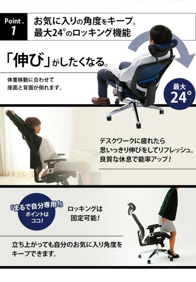 オフィスチェア メッシュ 在宅 椅子 メッシュ イス リクライニング ハイバックチェア メッシュハイバックチェア 椅子 チェア デスクチェア パソコンチェア メッシュチェア 在宅勤務 テレワーク 在宅ワーク_2