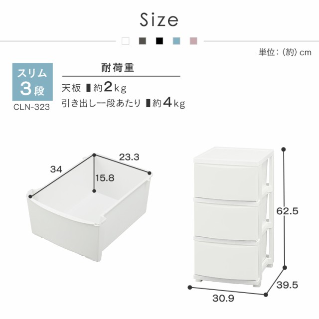 チェスト 棚 アイリスオーヤマ 収納ケース 収納ボックス チェスト 3段 スリムチェスト CLN-323 収納棚 チェストタンス 衣類収納 片付け  の通販はau PAY マーケット - 収納宅配館