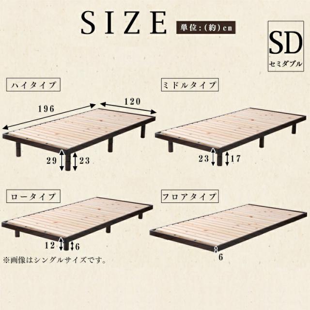 ベッド セミダブル マットレスセット ポケットコイルマットレス ボンネルコイルマットレス 国産檜すのこベッド SB-4SD セミダブル 4段階高さ調整すのこベッド SD スノコベッド 天然木パイン材 高さ4段階 高さ調整 木製 シンプル
