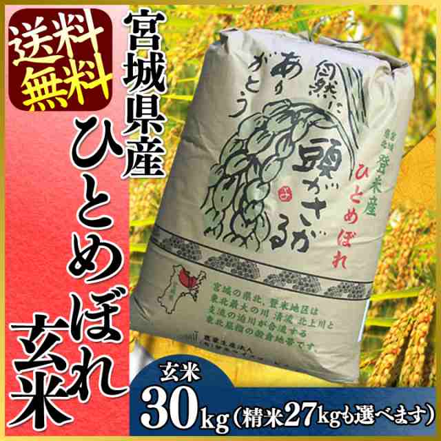 令和5年産 米 お米 玄米 30kg 宮城県産 ひとめぼれ 送料無料
