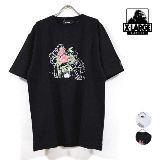 XLARGE エクストララージ ROSE 半袖 Tシャツ メンズ 送料無料 ローズ 薔薇 バラ プリント 刺繍 tshirt ショートスリーブ  ストリート系 ワ｜au PAY マーケット