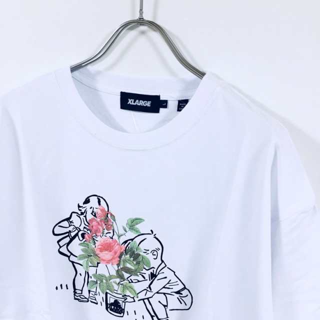 XLARGE エクストララージ ROSE 半袖 Tシャツ メンズ 送料無料 ローズ 薔薇 バラ プリント 刺繍 tshirt ショートスリーブ  ストリート系 ワ