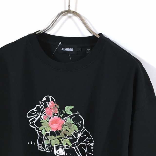 XLARGE エクストララージ ROSE 半袖 Tシャツ メンズ 送料無料 ローズ 薔薇 バラ プリント 刺繍 tshirt ショートスリーブ  ストリート系 ワ