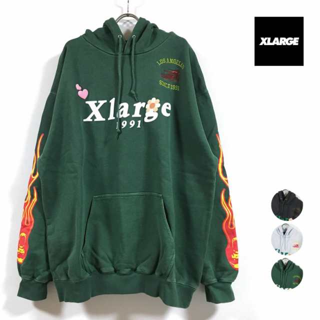 XLARGE エクストララージ PIGMENT DYLED PUFF LOGO PULLOVER HOODED