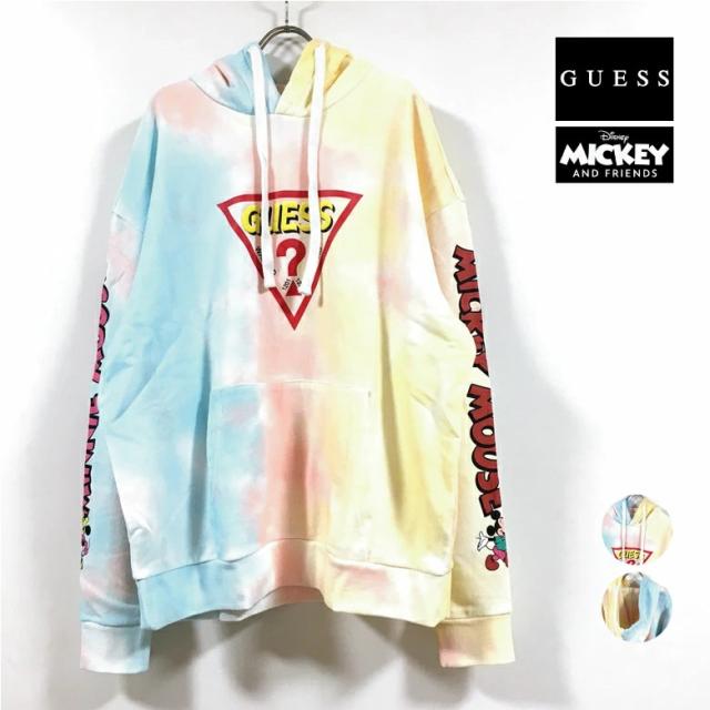 GUESS ゲス × Mickey & Friends Collection ミッキー ＆ フレンズ コラボ Triangle Logo Hooded Parka パーカー 長袖 メンズ 送料無料 限定コレクションの通販は