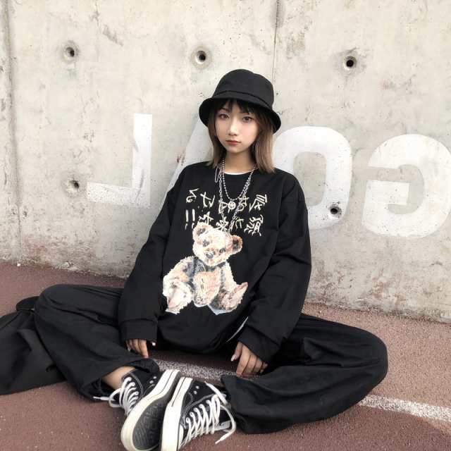 病みかわいい 長袖tシャツ くまプリント ロゴ ゴスロリ ストリート系 原宿系 10代 代 の通販はau Pay マーケット Ladies Seasonz Shop