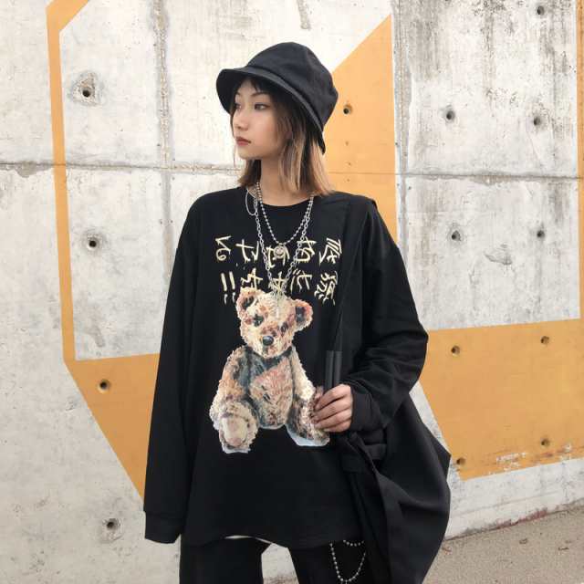 病みかわいい 長袖tシャツ くまプリント ロゴ ゴスロリ ストリート系 原宿系 10代 20代 の通販はau Pay マーケット Ladies Seasonz Shop