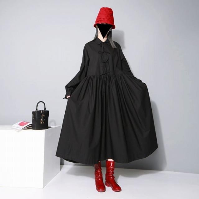 モード系 ブラック系 黒系 ゴシック モノトーン シャツワンピース ビッグシルエット フレア ロング 大人可愛い おしゃれの通販はau Pay マーケット Ladies Seasonz Shop
