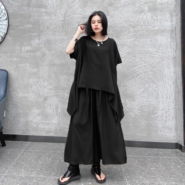 モード系 欧米系レディース ツーピース アシンメトリー 半袖シャツ ワイドパンツ オルチャン 大人カジュアル 代 30代の通販はau Pay マーケット Ladies Seasonz Shop