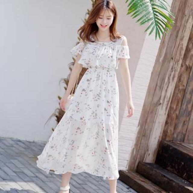 夏ワンピ マキシ丈 シフォン ハイウエスト オフショル 大人かわいい 欧米系レディース オルチャン 10代 代の通販はau Pay マーケット Ladies Seasonz Shop