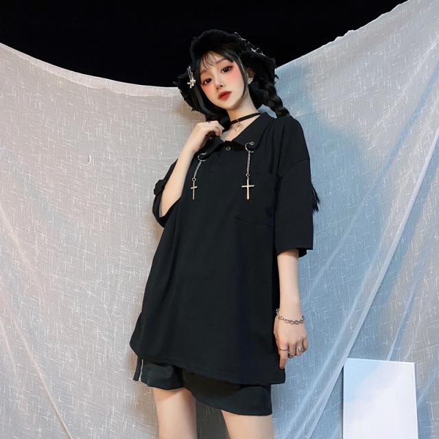 ゴスロリ 半袖 シャツ 十字架 病みかわいい 黒シャツ 原宿系 オルチャン 韓国 10代 代の通販はau Pay マーケット Ladies Seasonz Shop