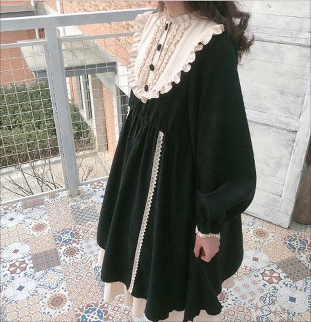 レディース ゴスロリ ワンピース 長袖 レイヤー スカート フリル 黒 病み可愛い レトロ メイド風 ロリータ コスプレ フェスの通販はau Pay マーケット Ladies Seasonz Shop