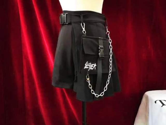 ゴスロリ ショートスカート ミニスカート サイドチェーン パンク ロッカー V系 病み可愛い 小悪魔 アシンメトリー 原宿系 ブラック オルの通販はau Pay マーケット Ladies Seasonz Shop