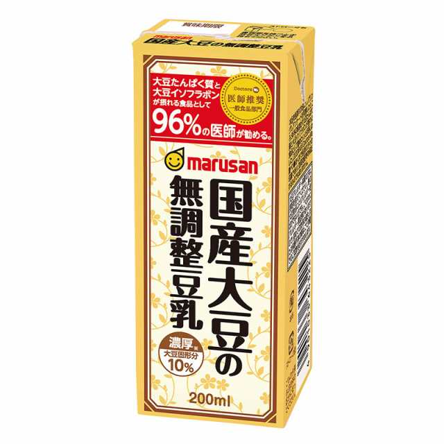 200ml×48本　国産大豆の無調整豆乳　マーケット　豆乳の通販はau　PAY　マルサンアイ　マルサン　SAVE　1本104円　マーケット－通販サイト　au　送料無料　FUN（セイブファン）　PAY