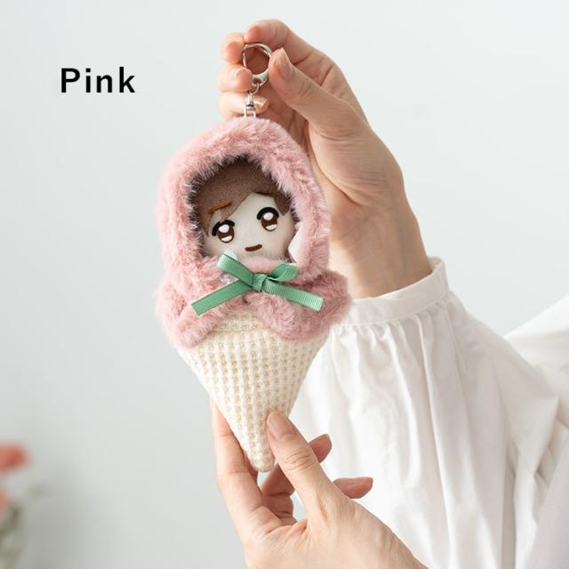 ぬいぐるみポーチ おくるみ 10cm キーホルダー チャーム アイス 斜め