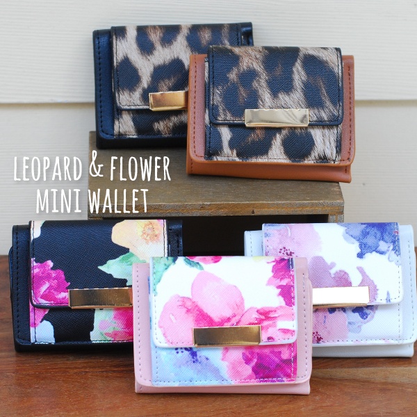 三つ折り財布 花柄 ヒョウ柄 レオパード レディース 財布 ウォレット レイナ ミニ 小さめ 小銭入れ ポケット 収納 おしゃれ かわいい 大の通販はau Pay マーケット 神戸岡本kiitos