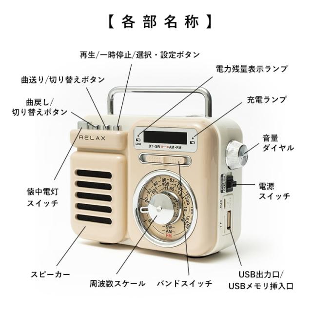 ラジオ受信機 レトロ 小型 多役立つこと 防災 非常用 格好のいい 可愛らしい 金棒引き 移動性蓄電池 bluetooth アウトドア 懐中照明ランプ LEDともし火 ソーラー申し受ける RELAX 差し上げ物 差し上げ物