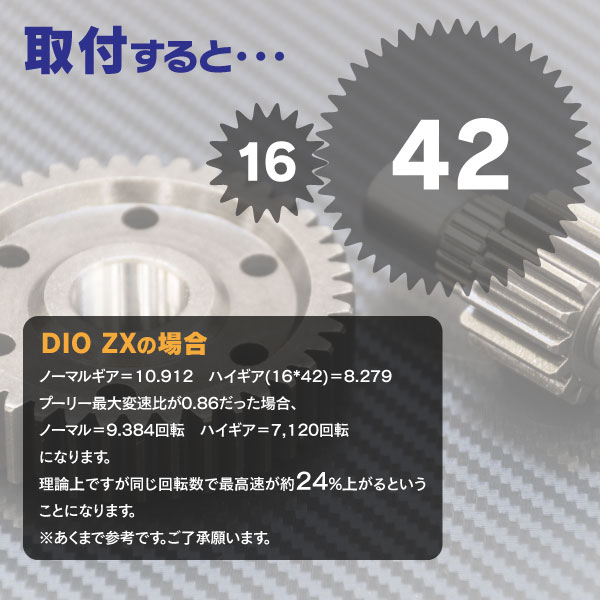 ハイギアキット 16x42 ホンダ ライブdio ライブディオ Af34 Af35 Af48の通販はau Pay マーケット アズーリプロデュース