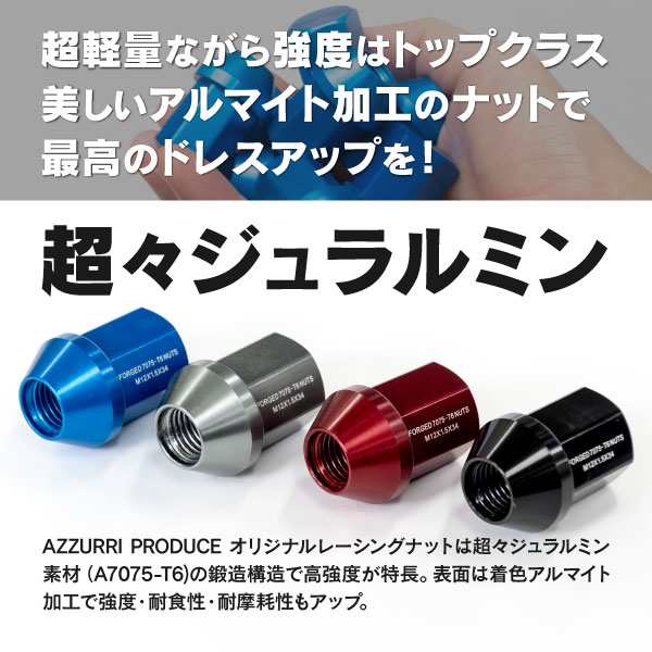 レーシングナット ホイールナット カラーナット 非貫通タイプ 【12*1.25 】カラー ブラック 20個セット ロックナット4個入り  【送料無料｜au PAY マーケット