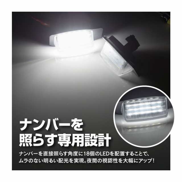 CV1W CV2W CV5W デリカ D5 専用設計 LED ナンバー灯 ライセンス灯 純正交換基板タイプ 12連 2枚セット