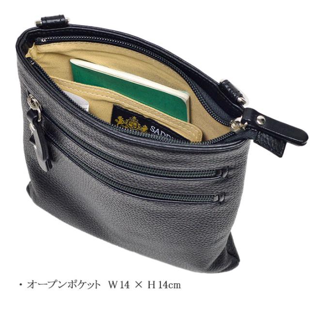 ショルダーバッグ サコッシュ メンズ 軽量 薄型 小さめ ブランド SADDLE 16478 斜め掛け 縦型 冠婚葬祭 お散歩 お出掛け 通院 黒 鞄倶楽部