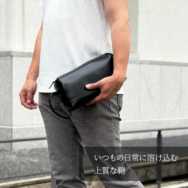 セカンドバッグ ポーチ クラッチバッグ メンズ 本牛革 ソフトレザー