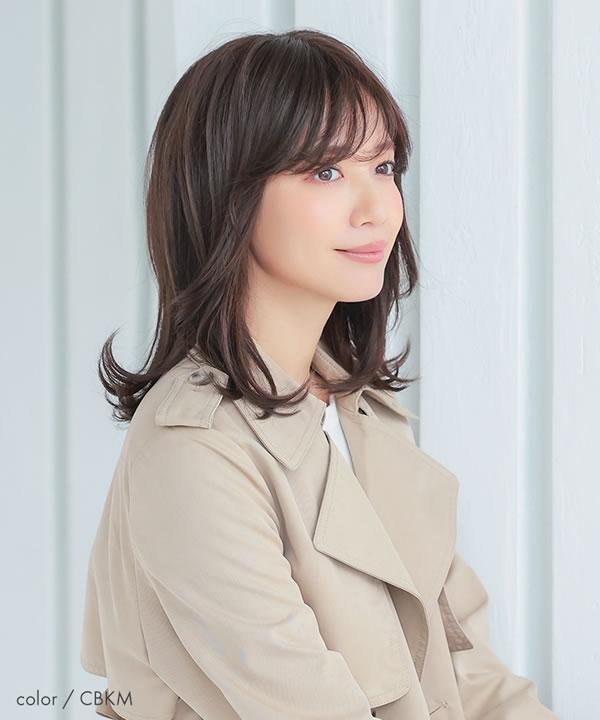 アクアドール ヴィーナス ディアレイヤーミディアム人毛MIX [pwm302] (送料無料) 医療用 ウイッグ レディース 外ハネ レイヤー 黒髪 茶髪 バレない かつら カツラ つむじ 人工頭皮 手植え_14
