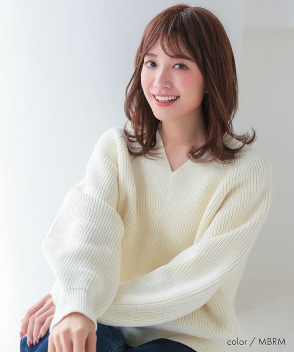 アクアドール ヴィーナス ディアレイヤーミディアム人毛MIX [pwm302] (送料無料) 医療用 ウイッグ レディース 外ハネ レイヤー 黒髪 茶髪 バレない かつら カツラ つむじ 人工頭皮 手植え_7