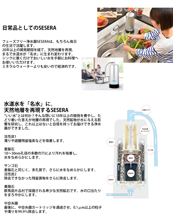 サイテックス フェーズフリー浄水器 SESERA せせら スタンダードタイプ 